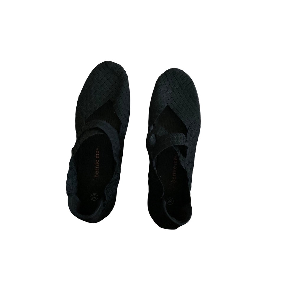 Bernie Mev Kids Black Woven Elastic Mary‎ Jane Platform Wedge Shoes Size 39